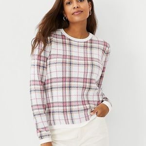 ANN TAYLOR Pullover Sweaters Plaid Pullover Sweater Winter White – Womens XS